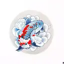 koi fish with roses  tattoo design idea