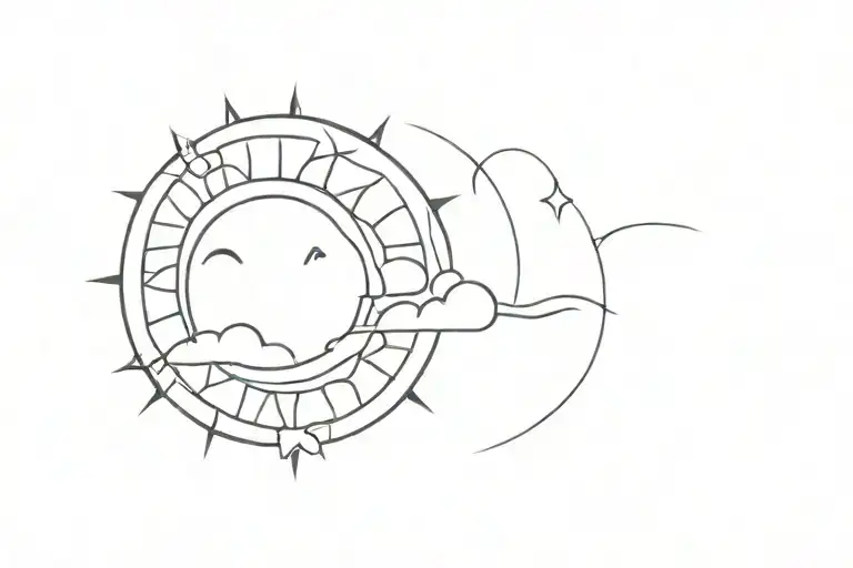let the sun shine underneath a half sun tattoo design idea