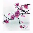 Cherry Blossom small pink tattoo design idea