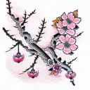 Cherry Blossom small pink tattoo design idea