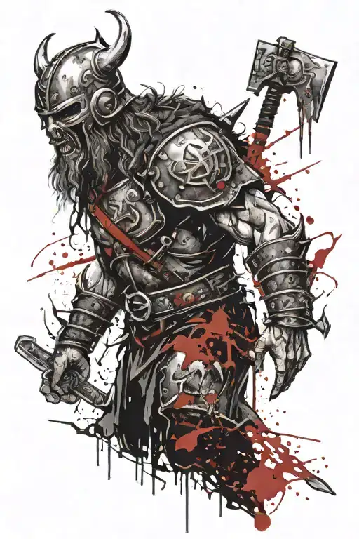 undead viking zombie in armor tattoo design idea