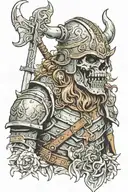 undead viking zombie in armor tattoo design idea
