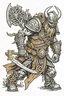 undead viking zombie in armor tattoo design idea