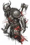undead viking zombie in armor tattoo design idea