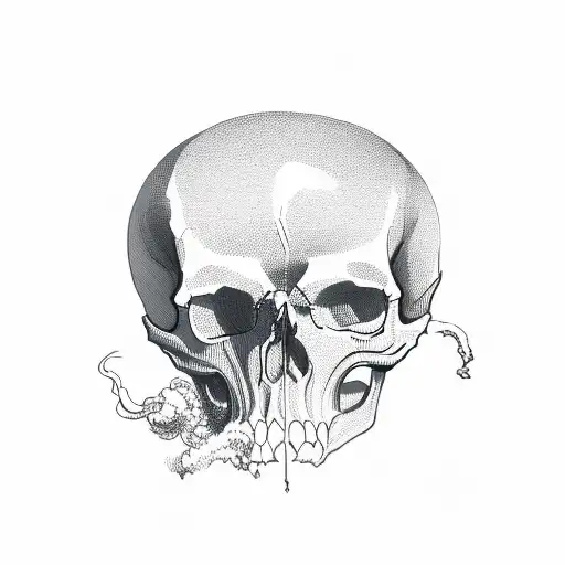 skull with smoke tattoo design idea