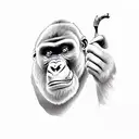 gorilla eating banana tattoo design idea
