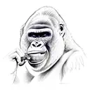 gorilla eating banana tattoo design idea