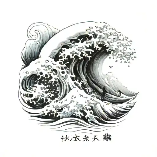 Japanese, hannyazura, , sea wave tattoo design idea