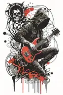 dark hooded wraith with a bass guitar tattoo design idea