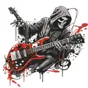 the grim reaper holding a bass guitar tattoo design idea