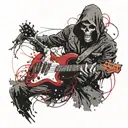 the grim reaper holding a bass guitar tattoo design idea