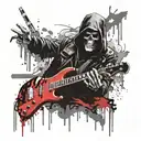 the grim reaper holding a bass guitar tattoo design idea