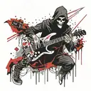 the grim reaper holding a bass guitar tattoo design idea