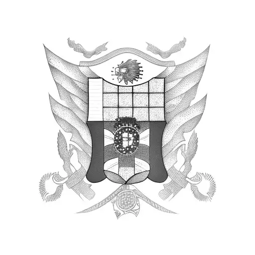 flags of Brazil, USA and Portugal tattoo design idea