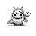 drawing of a kind of cute monster inside an invisible box  tattoo design idea