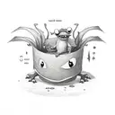 drawing of a kind of cute monster inside an invisible box  tattoo design idea