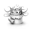 drawing of a kind of cute monster inside an invisible box  tattoo design idea