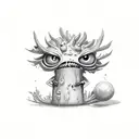 drawing of a kind of cute monster inside an invisible box  tattoo design idea