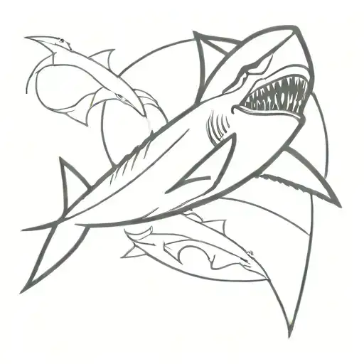 line art, based on the movie sharknado tattoo design idea