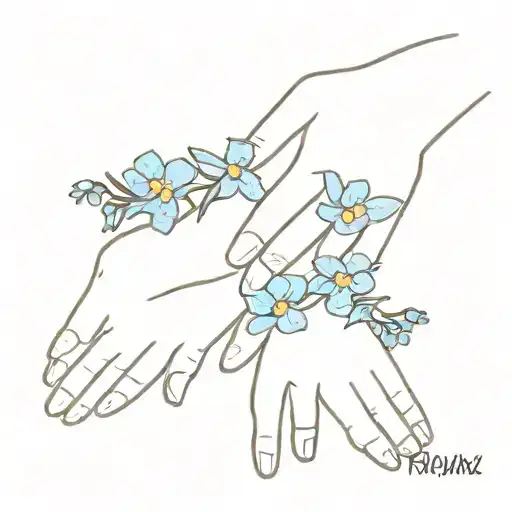 pinky promise tattoo with forget me not flowers intertwined tattoo design idea