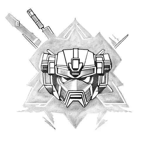 Gundam battle scene tattoo design idea