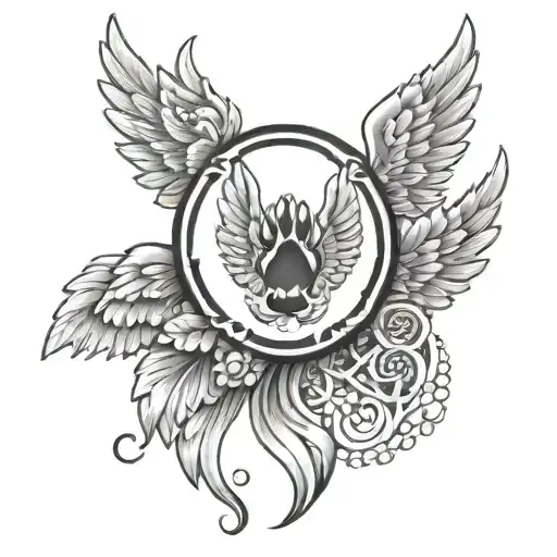 Paw print and angel wings  tattoo design idea