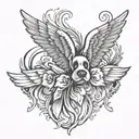Paw print and angel wings  tattoo design idea
