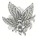 Paw print and angel wings  tattoo design idea