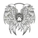 Paw print and angel wings  tattoo design idea