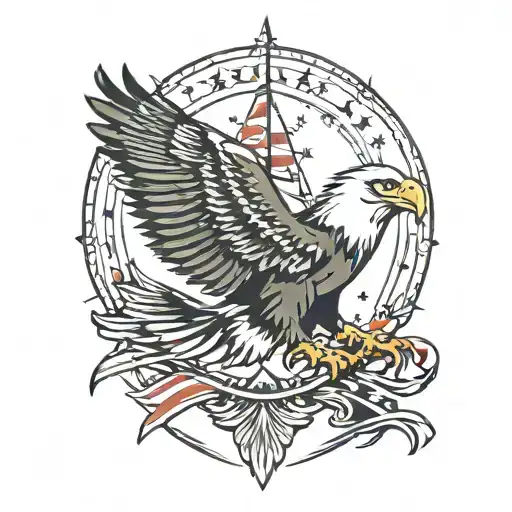 eagle outline with 13 colony flag  tattoo design idea