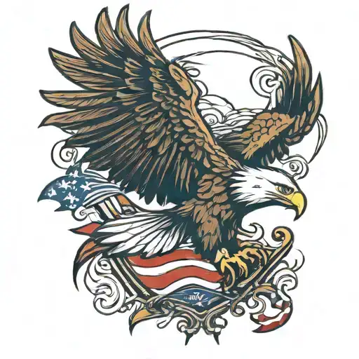eagle outline with 13 colony flag  tattoo design idea