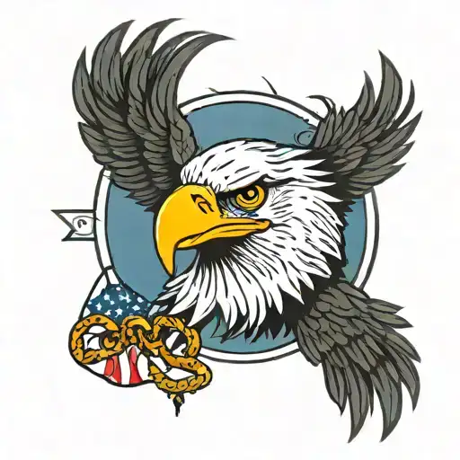 eagle outline with 13 colony flag  tattoo design idea