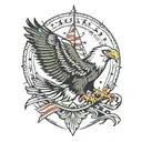 eagle outline with 13 colony flag  tattoo design idea