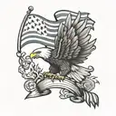 eagle outline with 13 colony flag  tattoo design idea