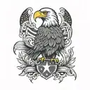 eagle outline with 13 colony flag  tattoo design idea