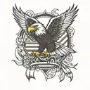 eagle outline with 13 colony flag  tattoo design idea