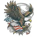 eagle outline with 13 colony flag  tattoo design idea