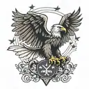 eagle outline with 13 colony flag  tattoo design idea