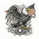 eagle outline with 13 colony flag  tattoo design idea