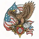 eagle outline with 13 colony flag  tattoo design idea