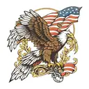 eagle outline with 13 colony flag  tattoo design idea