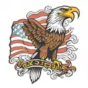 eagle outline with 13 colony flag  tattoo design idea