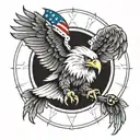 eagle outline with 13 colony flag  tattoo design idea