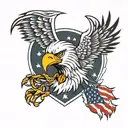 eagle outline with 13 colony flag  tattoo design idea