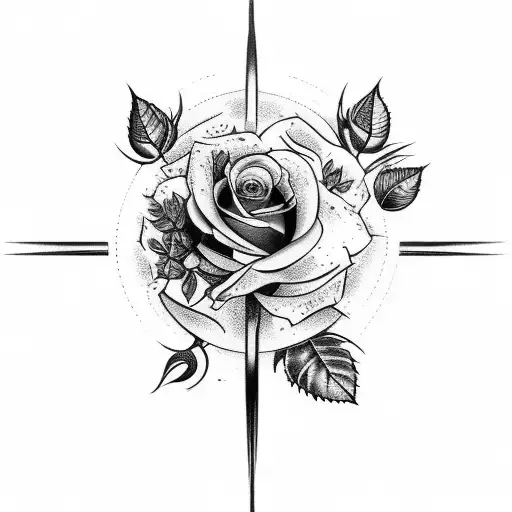 half sleeve tattoo with roses, trees, water, nature tattoo design idea