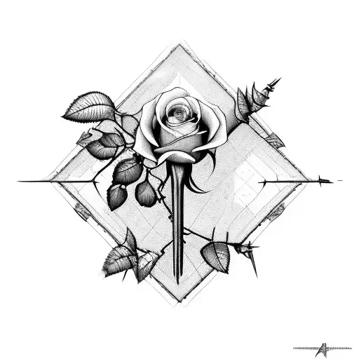 roses, arrows, trees, barbed wire, sleeeve tattoo design idea