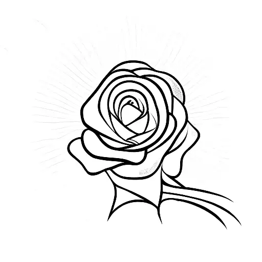 single line tattoo of a hand holding a rose tattoo design idea