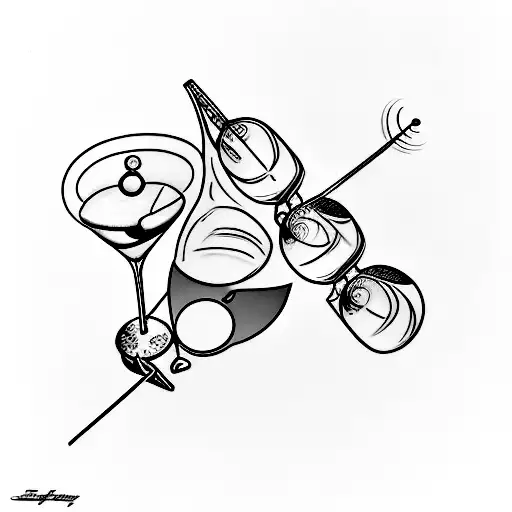 Three Martini Olives with a surrealist take tattoo design idea