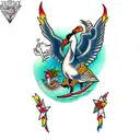 cartoon dancing goose tattoo design idea