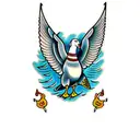 cartoon dancing goose tattoo design idea